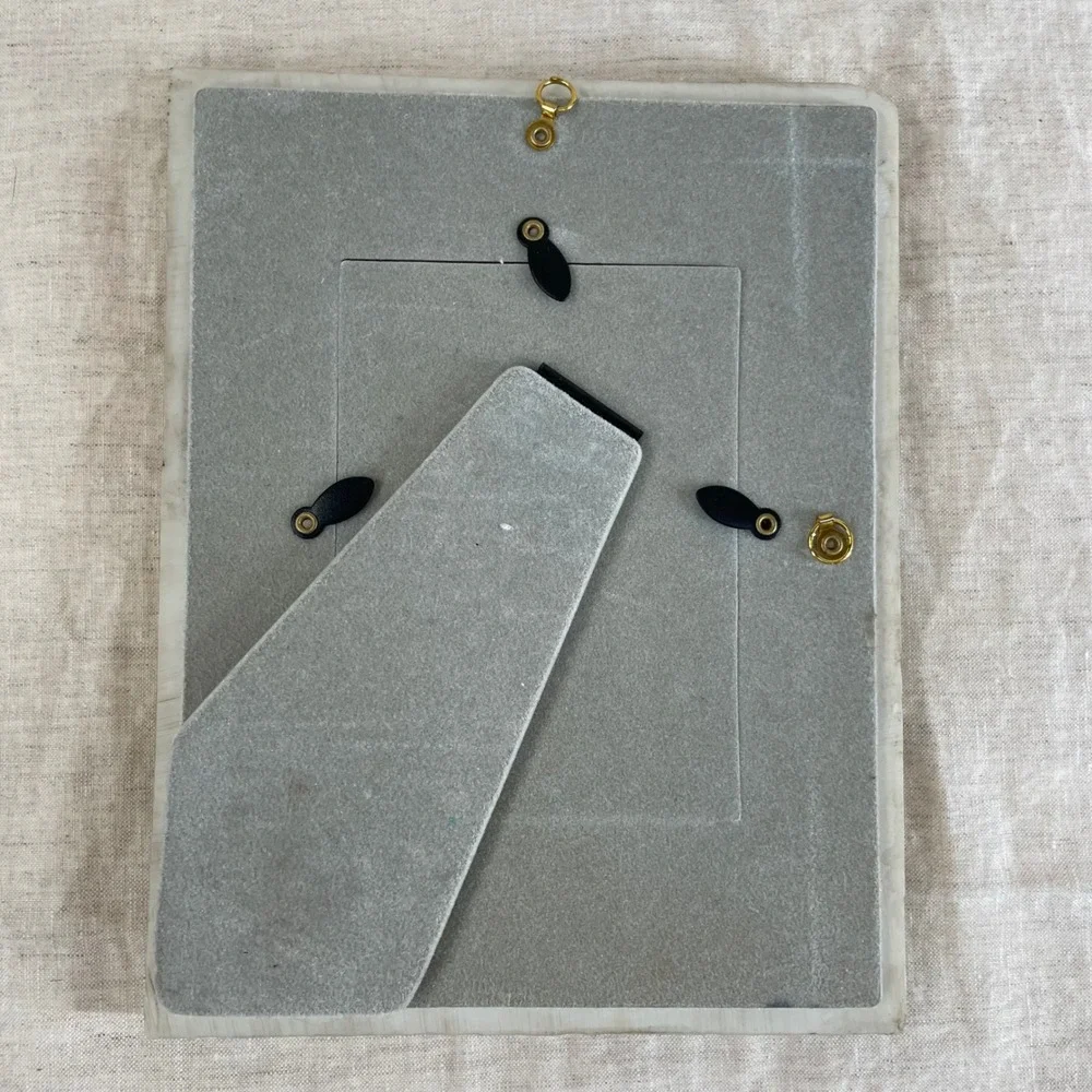 Pressed Leaf Stone Picture Frame 3x5 Tabletop Hanging Whimsygoth Decor 90s